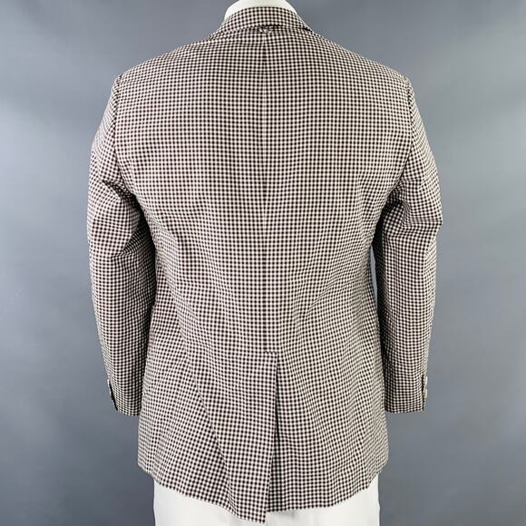 BLACK FLEECE Size 42 White Brown Checkered Cotton Silk Sport Coat - Picture 4 of 9